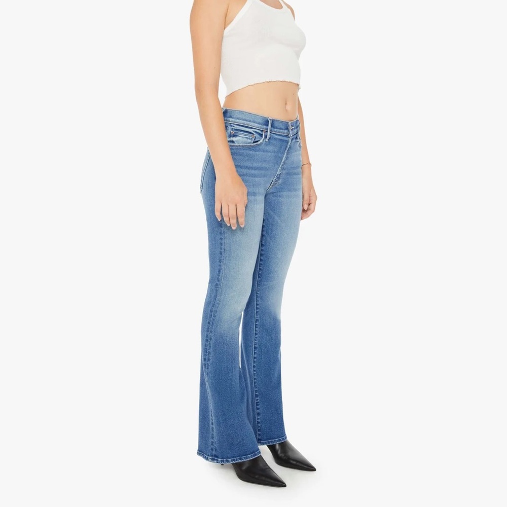 MOTHER Mid-Rise Light Wash Flare Jeans